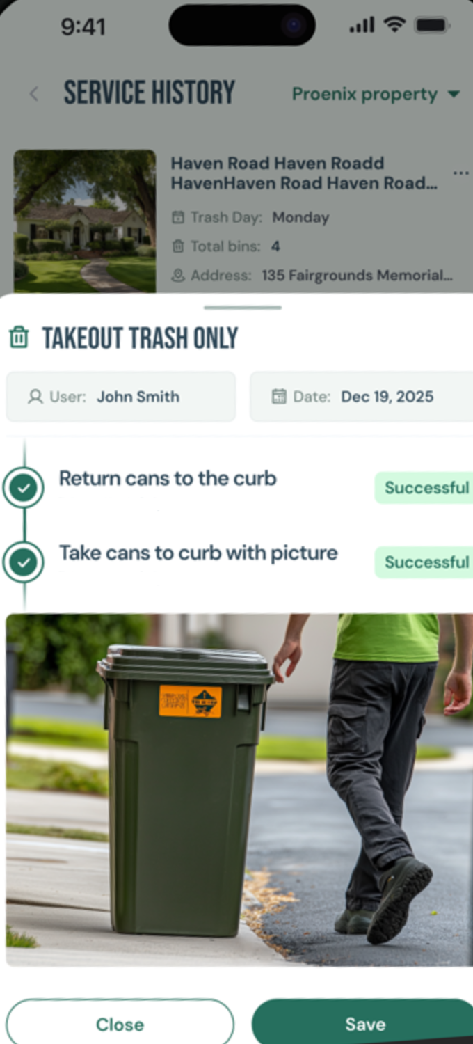 Crew app — service history
